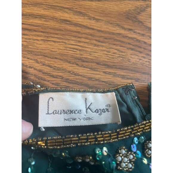 Laurence Kazar New York long sleeved sequined and beaded silk maxi gown size M - Picture 5 of 8